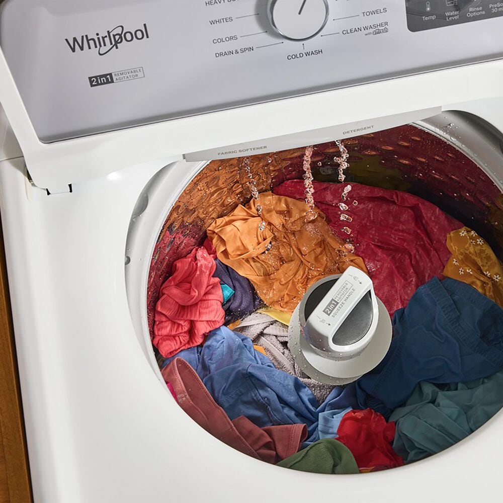 WHIRLPOOL 4.3 Cu. Ft. Top Load Agitator Washer and 7.0 Cu. Ft. Gas Front Load Dryer Laundry Pair in White, , large