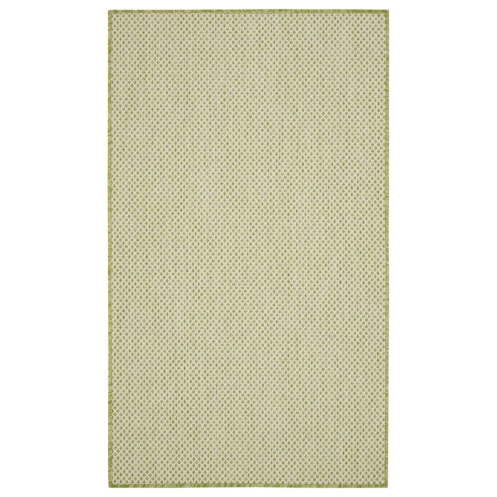 Nourison Courtyard Ivory and Green 3" x 5" Indoor/Outdoor Area Rug, , large