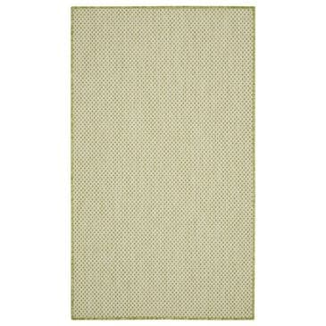 Nourison Courtyard Ivory and Green 3" x 5" Indoor/Outdoor Area Rug, , large