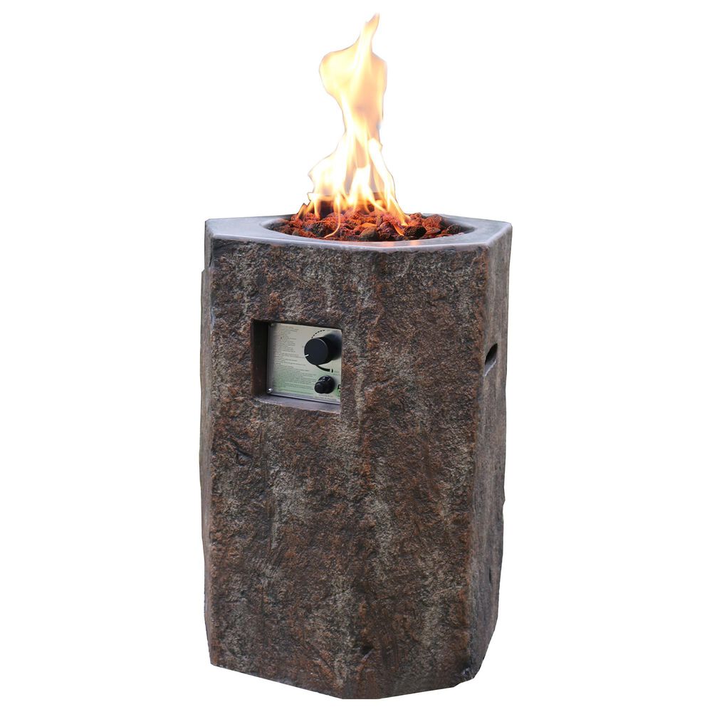 Elementi Fire Basalt Hexagon Liquid Propane Fire Column in Brown, , large