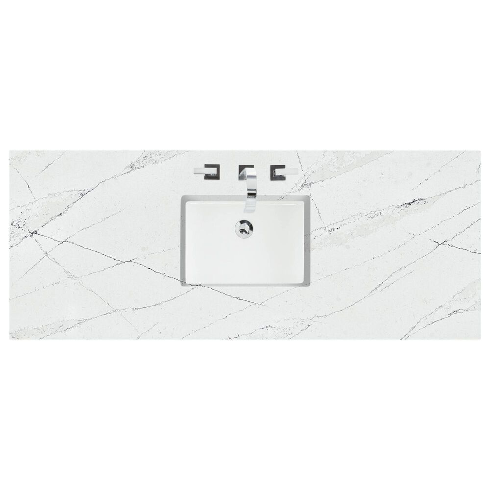 James Martin Vanities Breckenridge 60&quot; Single Bathroom Vanity in Whitewashed Oak with 3 cm Ethereal Noctis Quartz Top and Rectangular Sink, , large
