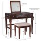 Linon Home Decor Angela Vanity with Stool in Walnut, , large