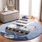Safavieh Carousel Animals 3" Round Blue and Grey Kids Area Rug, , large