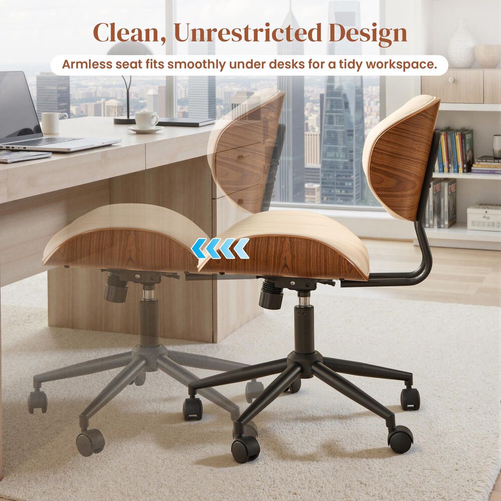 HOMLUX Ergonomic Swivel Office Chair with Vertical Channel-Tufted Cushion in White, , large