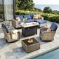 HOMLUX 9-Piece All-weather Rattan Outdoor Patio Furniture Set in Denim Blue, , large