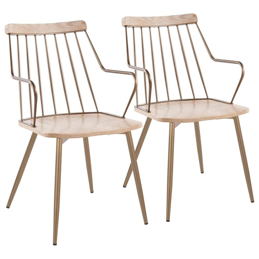 LumiSource Preston Farmhouse Accent/dining Chair in Antique Copper and Whitewashed Wood by LumiSource - Set of 2, , large