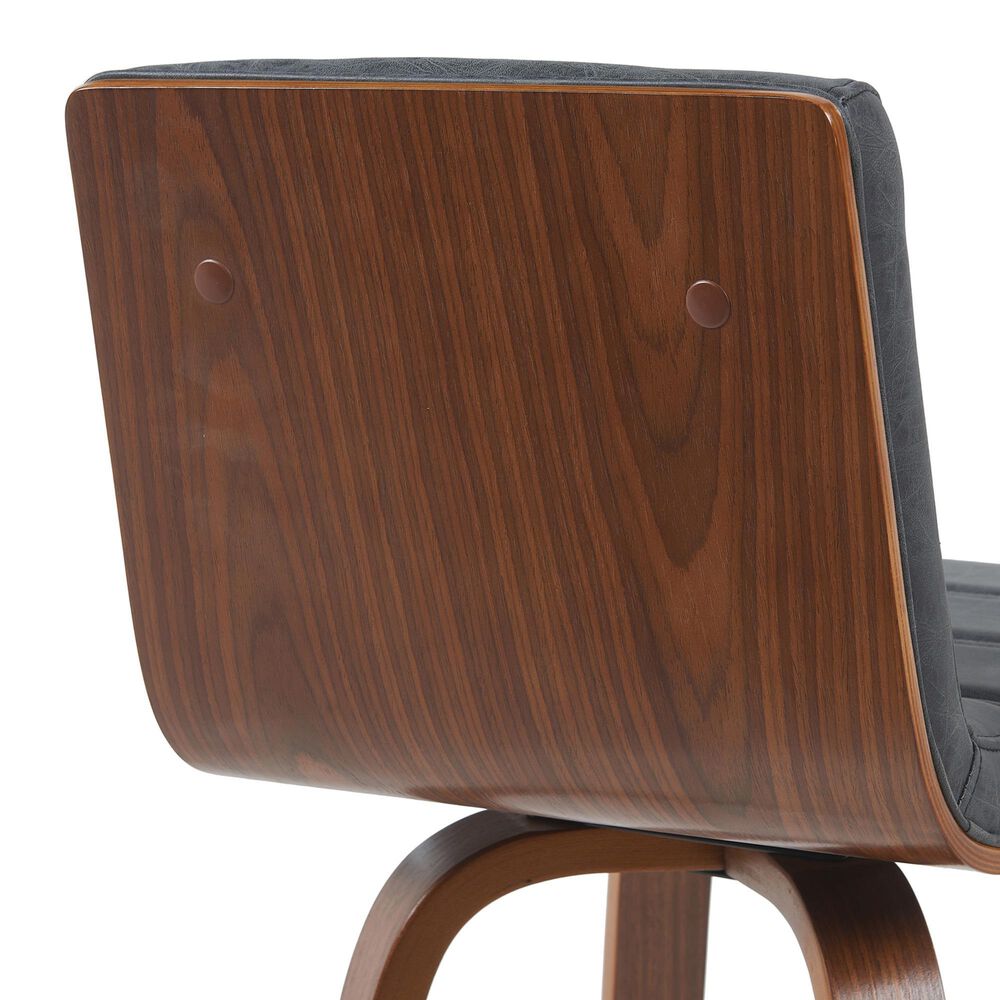 Armen Living Vienna Swivel Bar Height Stool with Vintage Black Upholstery in Walnut, , large