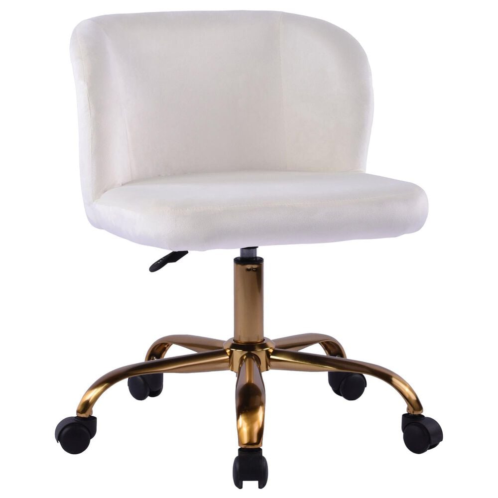 Impressions Vanity Rylee Swivel Vanity Chair with White Cushion in Antique Gold, , large