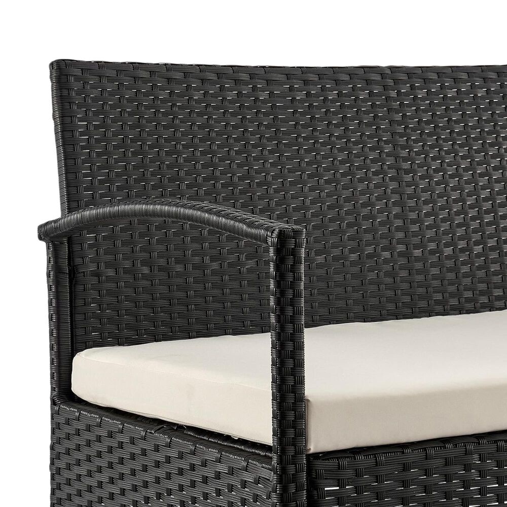 Dayton Noli 4-Piece Patio Conversation Set with Cream Cushion in Black, , large