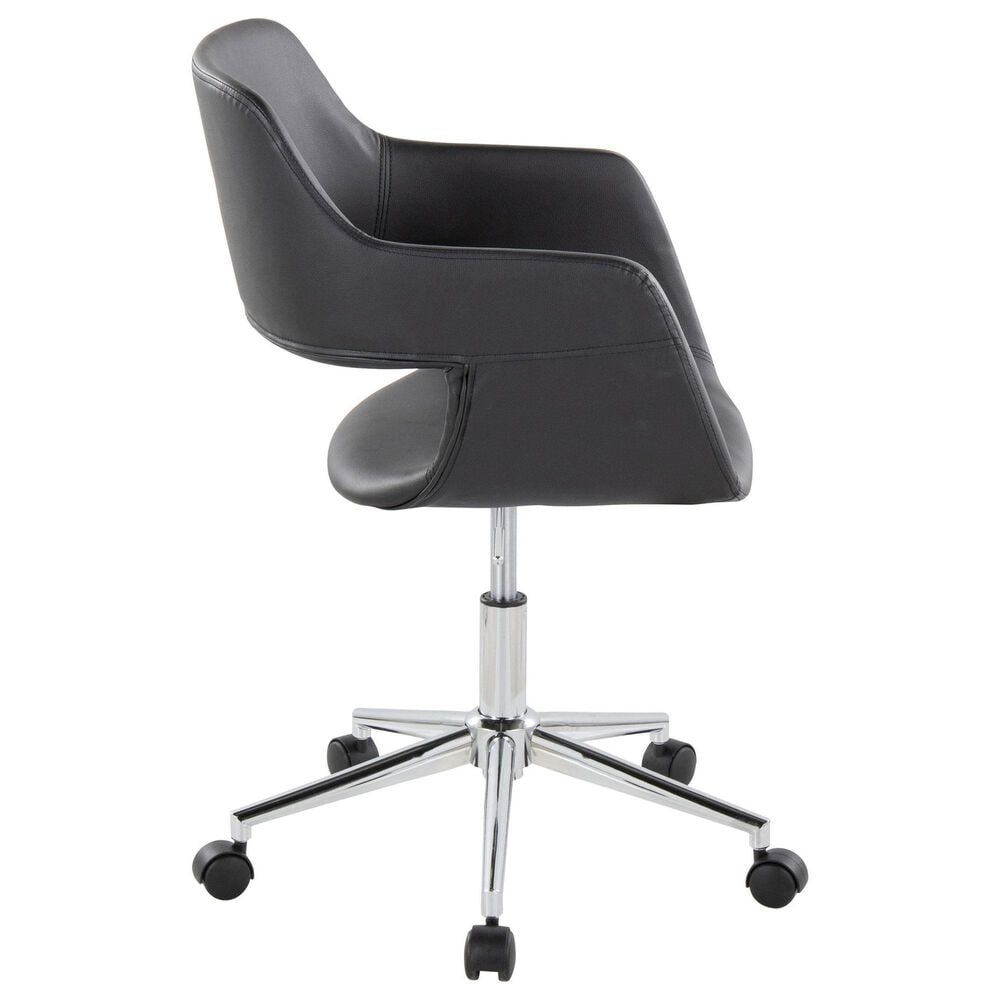 LumiSource Margarite Swivel Task Chair with Black Faux Leather Cushion in Chrome, , large