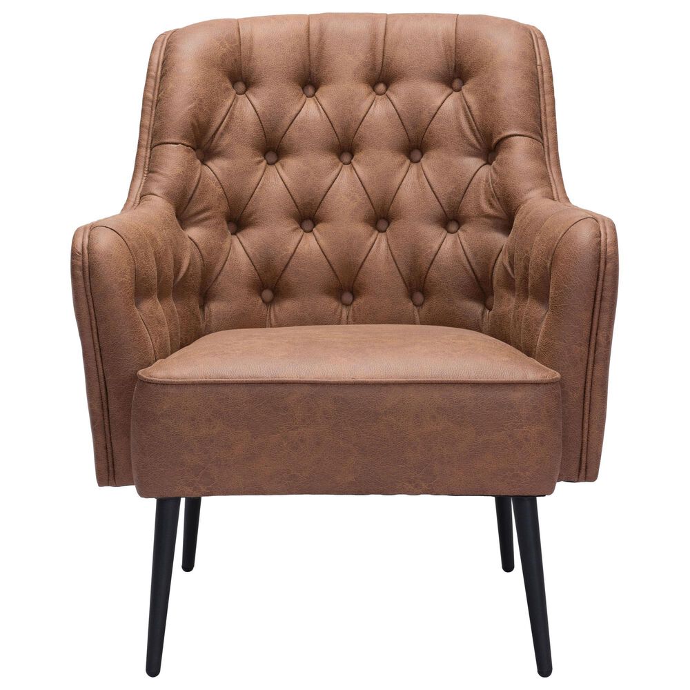 Zuo Modern Tasmania Accent Chair in Vintage Brown and Gold, , large