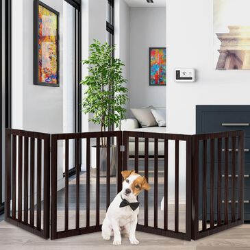 Timberlake Petmaker 4 Panel Straight Top Folding Fence in Brown, , large