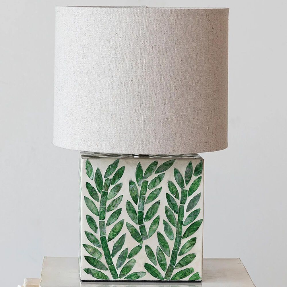 Teak Interiors Magpie Table Lamp in Natural and Green, , large