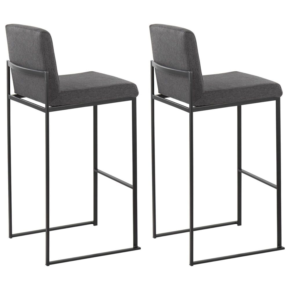 Lumisource Fuji High Back Barstool with Charcoal Fabric in Black &#40;Set of 2&#41;, , large