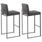 Lumisource Fuji High Back Barstool with Charcoal Fabric in Black (Set of 2), , large