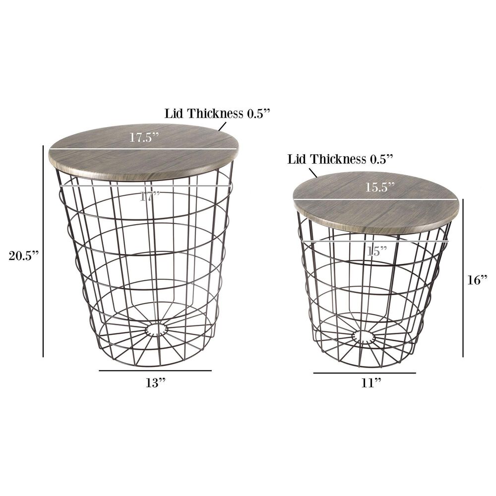 Timberlake Lavish Home 2-Piece Round Nesting Tables in Gray, , large