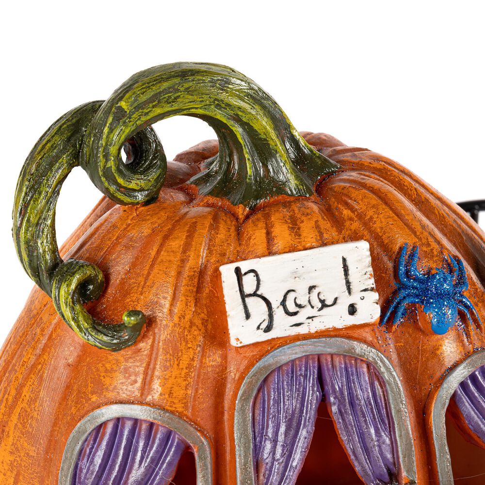 The Gerson Company 2-Piece B/O Lighted Resin and Metal Halloween Pumpkin Carriage Set in Assort, , large