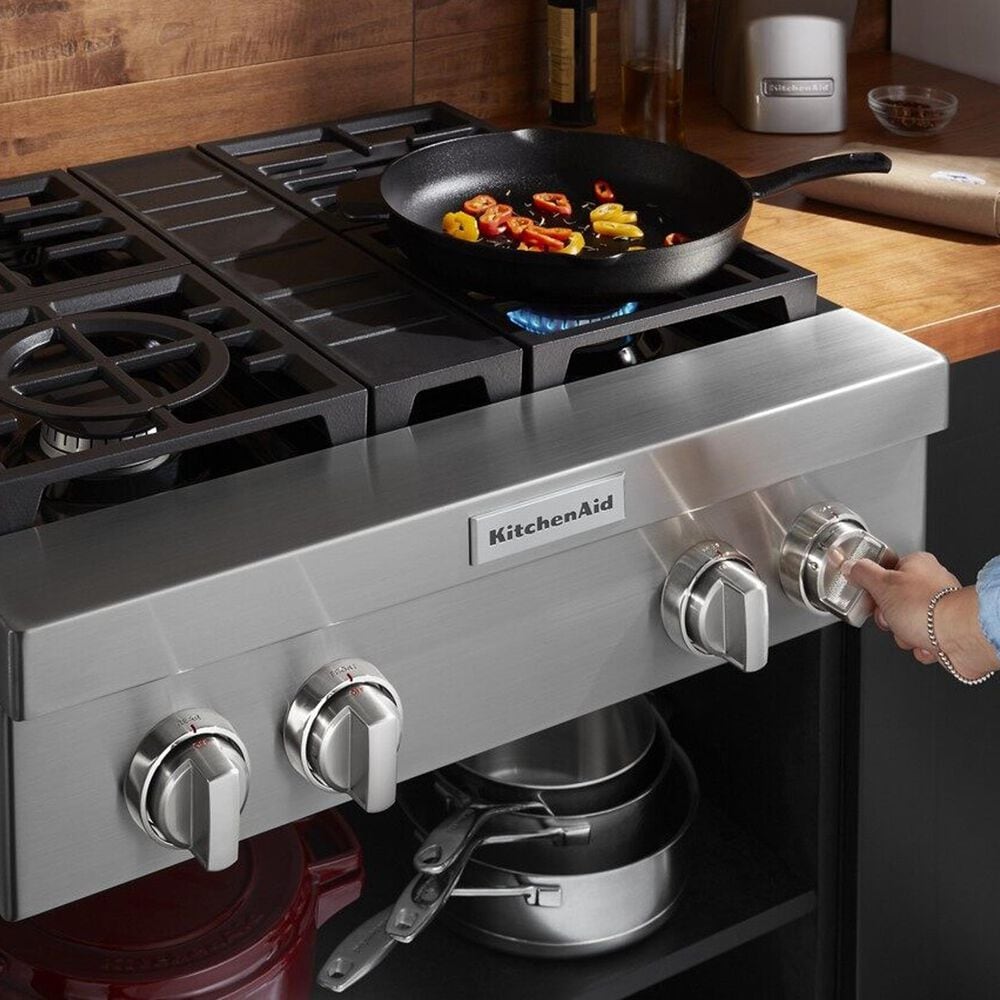 KitchenAid 30&quot; Commercial Gas 4-Burner Cooktop in Stainless Steel, , large