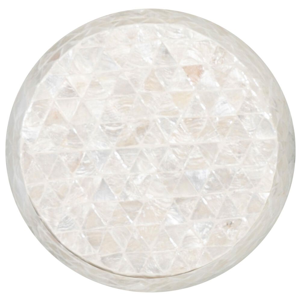 Linon Home Decor Prianna Drum End Table with Ombre Capiz in Blue and White, , large