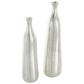 Maple and Jade 2-Piece Decorative Vase Set with Wavy Accents and Textured Ridges in Shiny Silver, , large