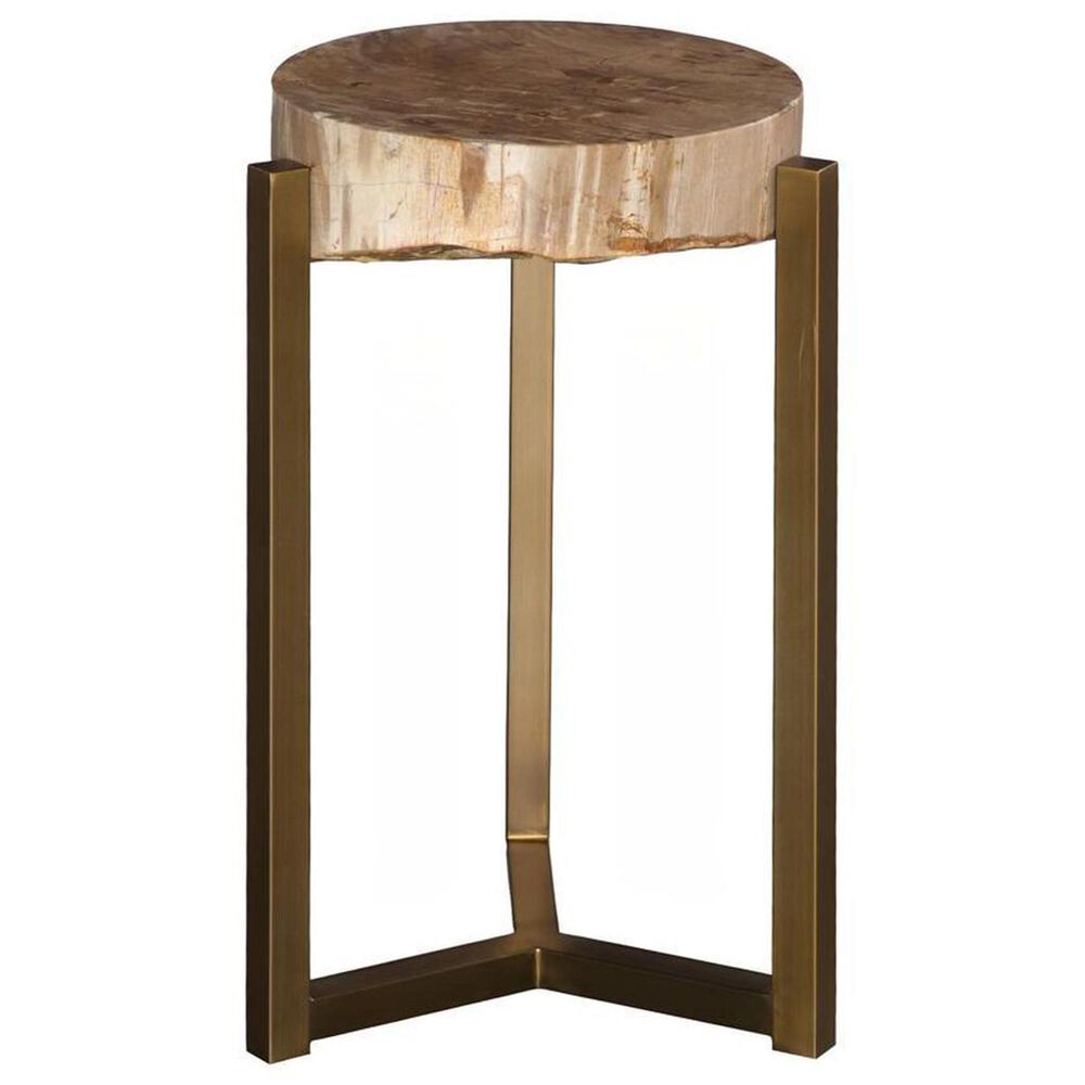 TimberHaus Large Petrified Slice Side Table in Black, Gold and Brown, , large