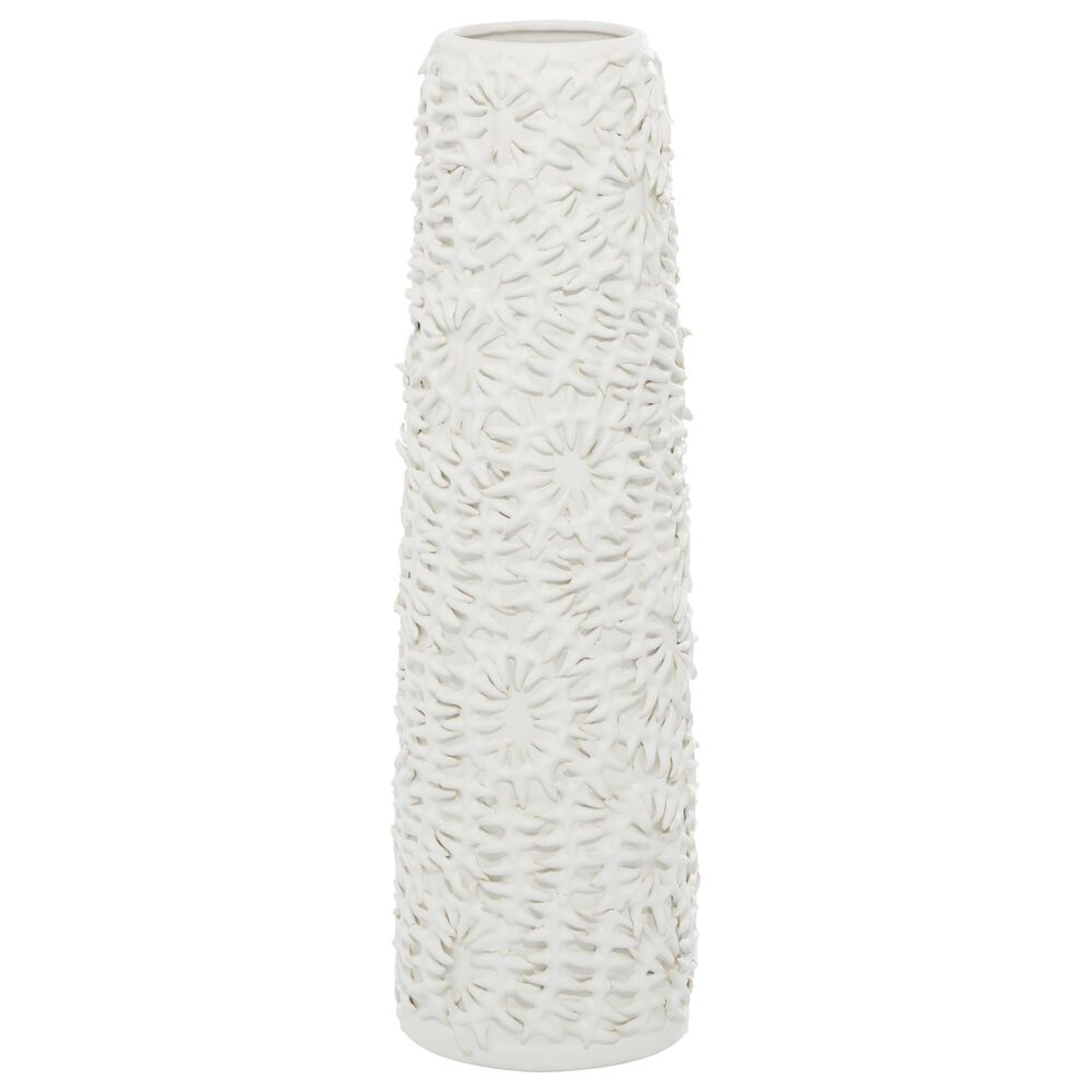 Maple and Jade 6" x 21" Contemporary Ceramic Vase in White, , large