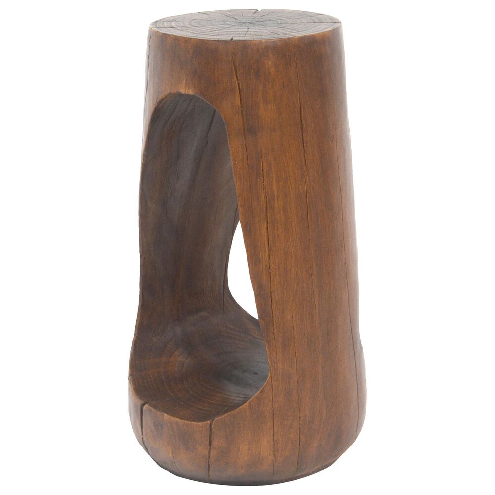 Hearth and Haven Outdoor End Table with Hollow Design in Antique Brown, , large