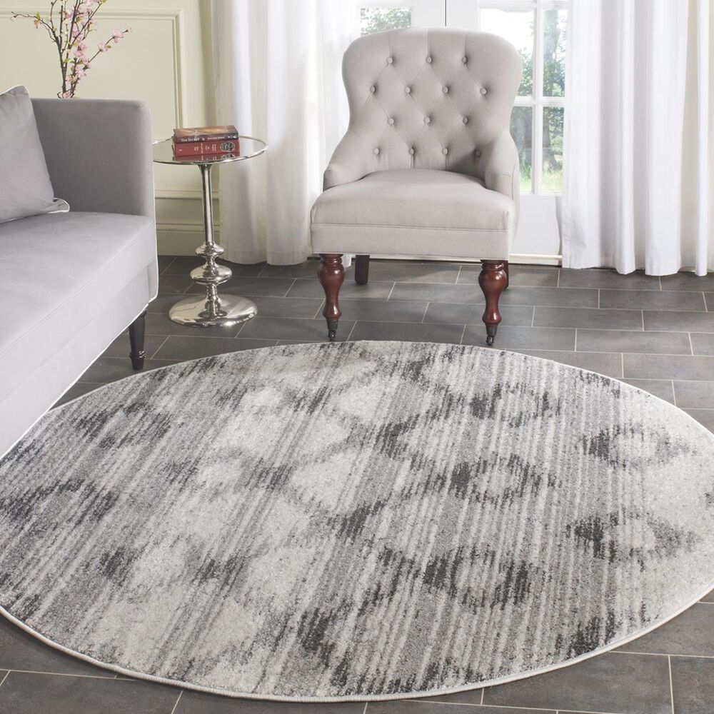 Safavieh Adirondack ADR106P-6R 6" x 6"  Silver/Charcoal Round Rug, , large