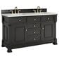James Martin Vanities Brookfield 60" Double Bathroom Vanity in Black Onyx with 3 cm Lime Delight Quartz Top and Rectangular Sinks, , large