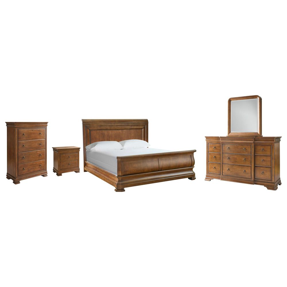 Universal Furniture New Lou 5-Piece California King Sleigh Bedroom Set in Cognac, , large