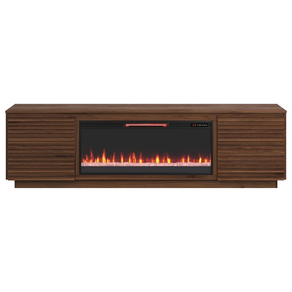 Legends Home Stardust 89" Fireplace Console with Fireplace Insert in Bourbon, , large