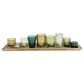 Creative Coop 10-Piece Wood Tray with Glass Votive Holder Set in Green, , large