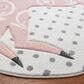 Safavieh Carousel 3" Round Ivory, Grey and Pink Kids  Area Rug, , large