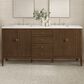 James Martin Vanities Mirin 72" Double Vanity in Mid-Century Walnut with 3 cm Arctic Fall Solid Surface Top, , large