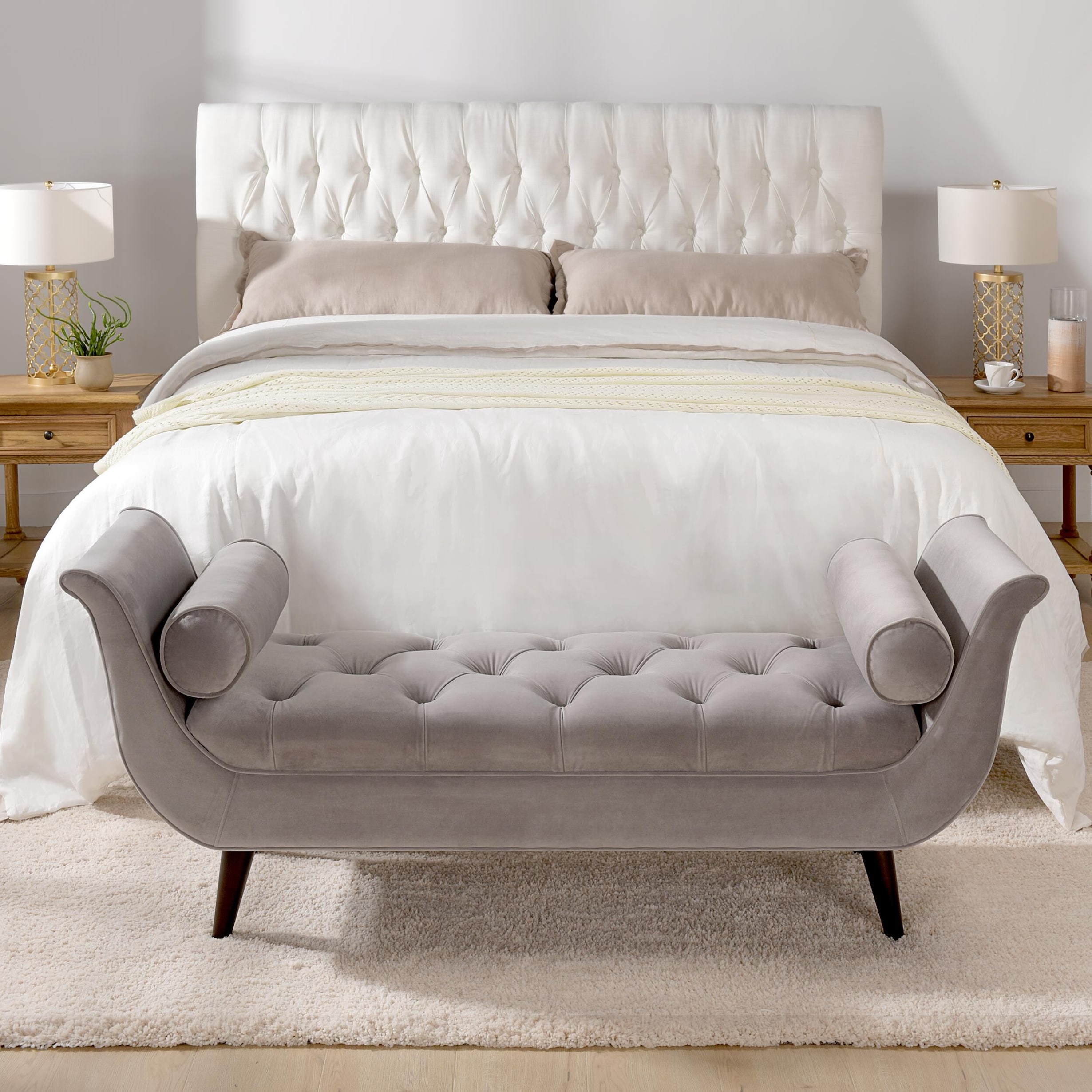 Jennifer Taylor Home Alma Tufted Flared Arm Entryway Bench in