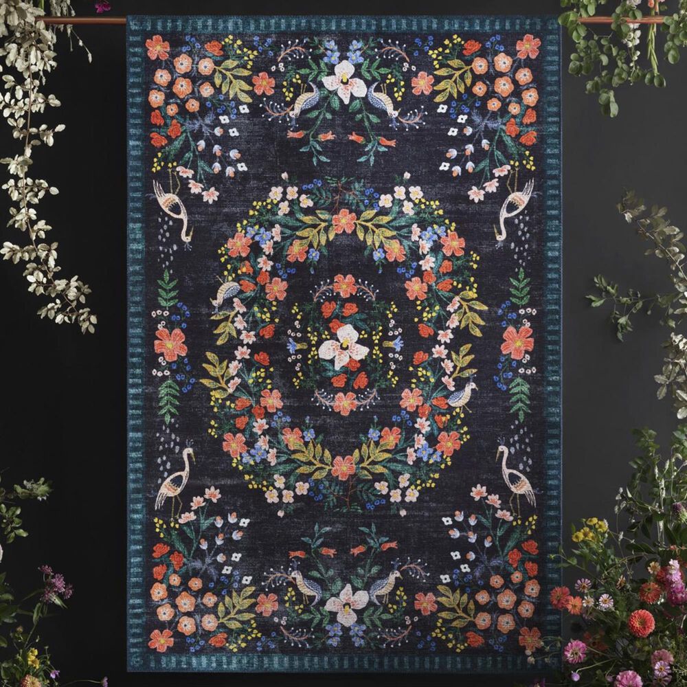 Rifle Paper Co. Palais PAL-03 3&#39;9&quot; x 5&#39;9&quot; Black Area Rug, , large