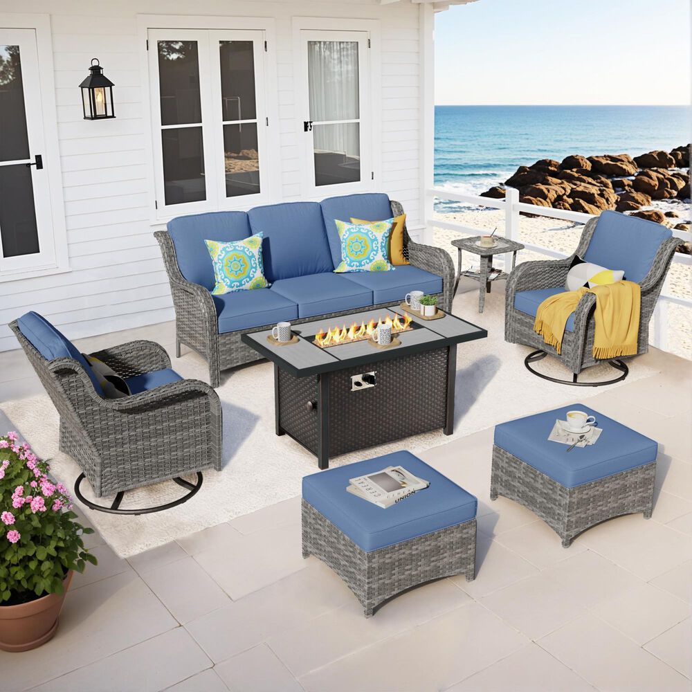 HOMLUX 7-Piece Patio Set in Denim Blue, , large