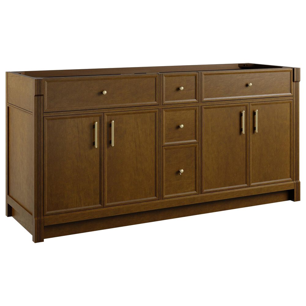James Martin Bellshire 72" Double Bathroom Vanity in Honey Oak with 3 cm Ethereal Noctis Silestone Top and Rectangular Sinks, , large