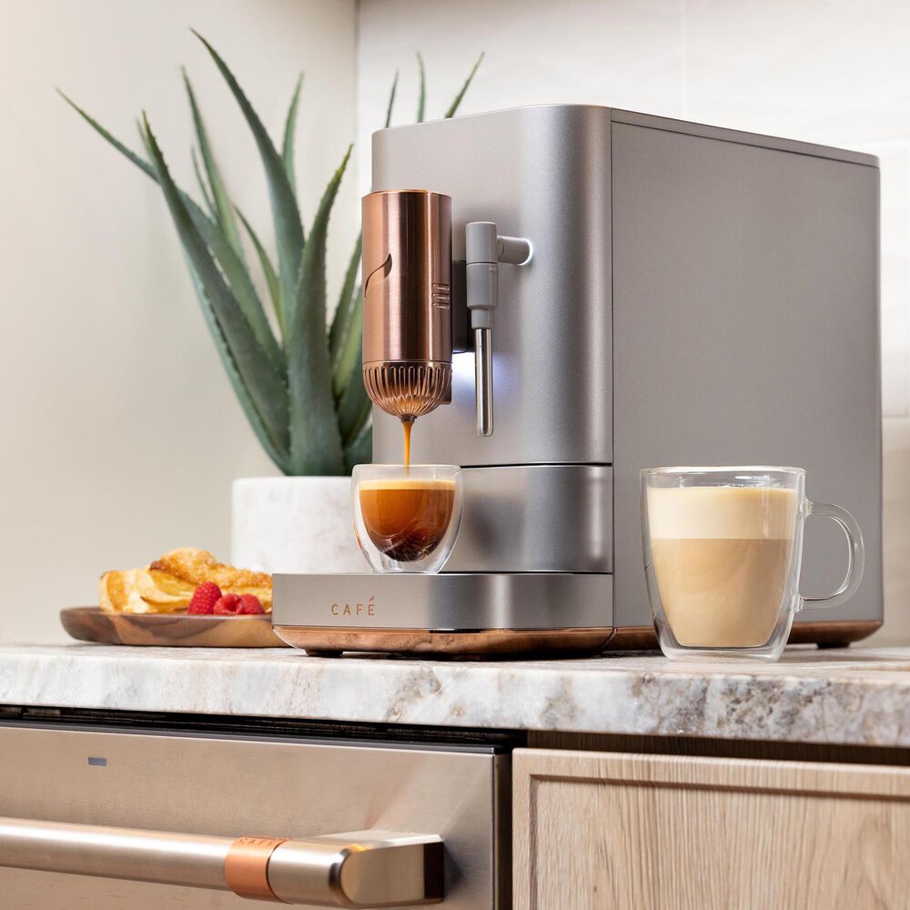 Cafe 40.5 Oz Affetto Espresso Machine + Frother in Stainless Steel, , large