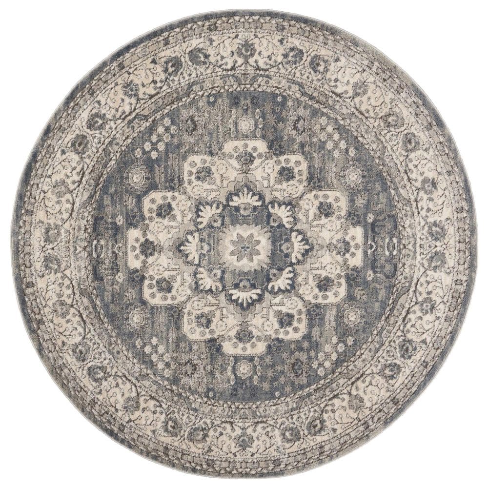 Nourison Quarry 5"3" Round Grey and Ivory Area Rug, , large