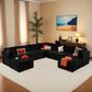 HOMLUX 9-Piece Mod L-Sectional with Chaise in Black, , large
