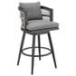 Armen Living Zella Patio Swivel Counter Height Bar Stool with Earl Gray Cushion in Gray, , large