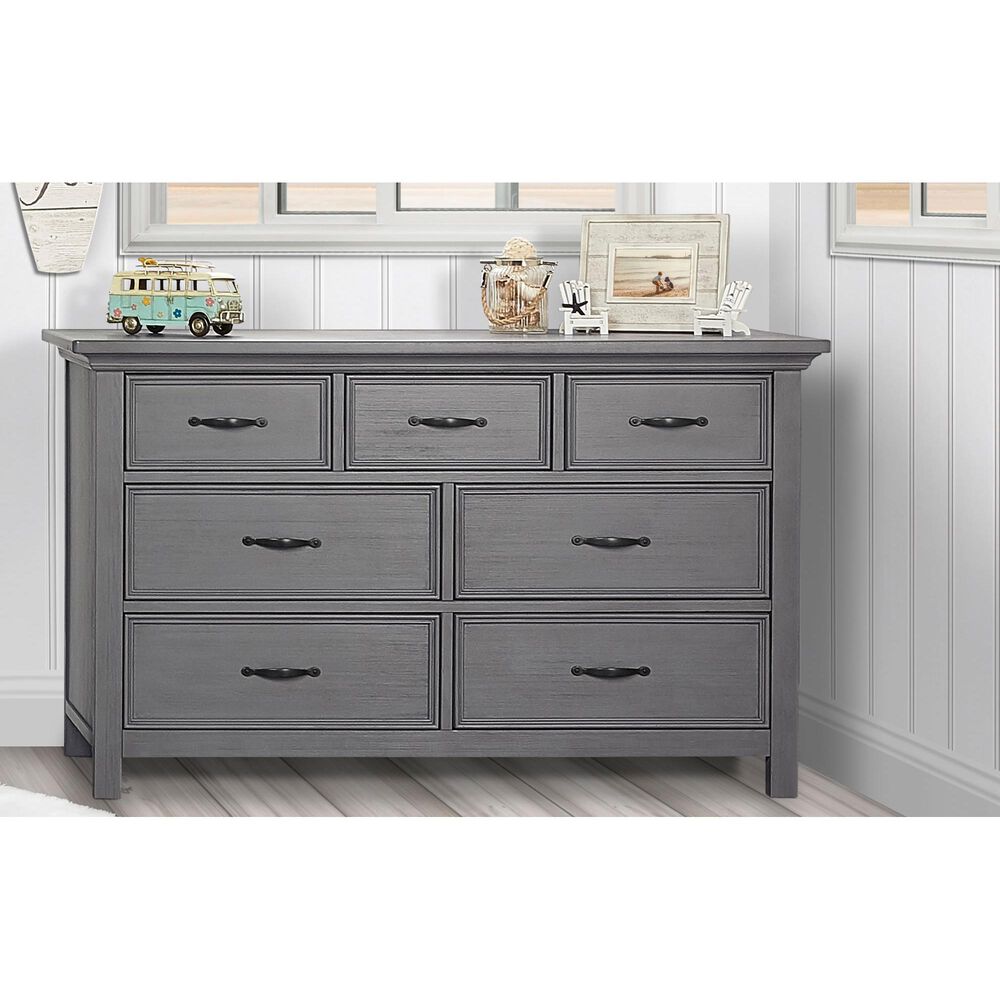 Evolur Belmar 7 Drawer Double Dresser in Rustic Gray NFM