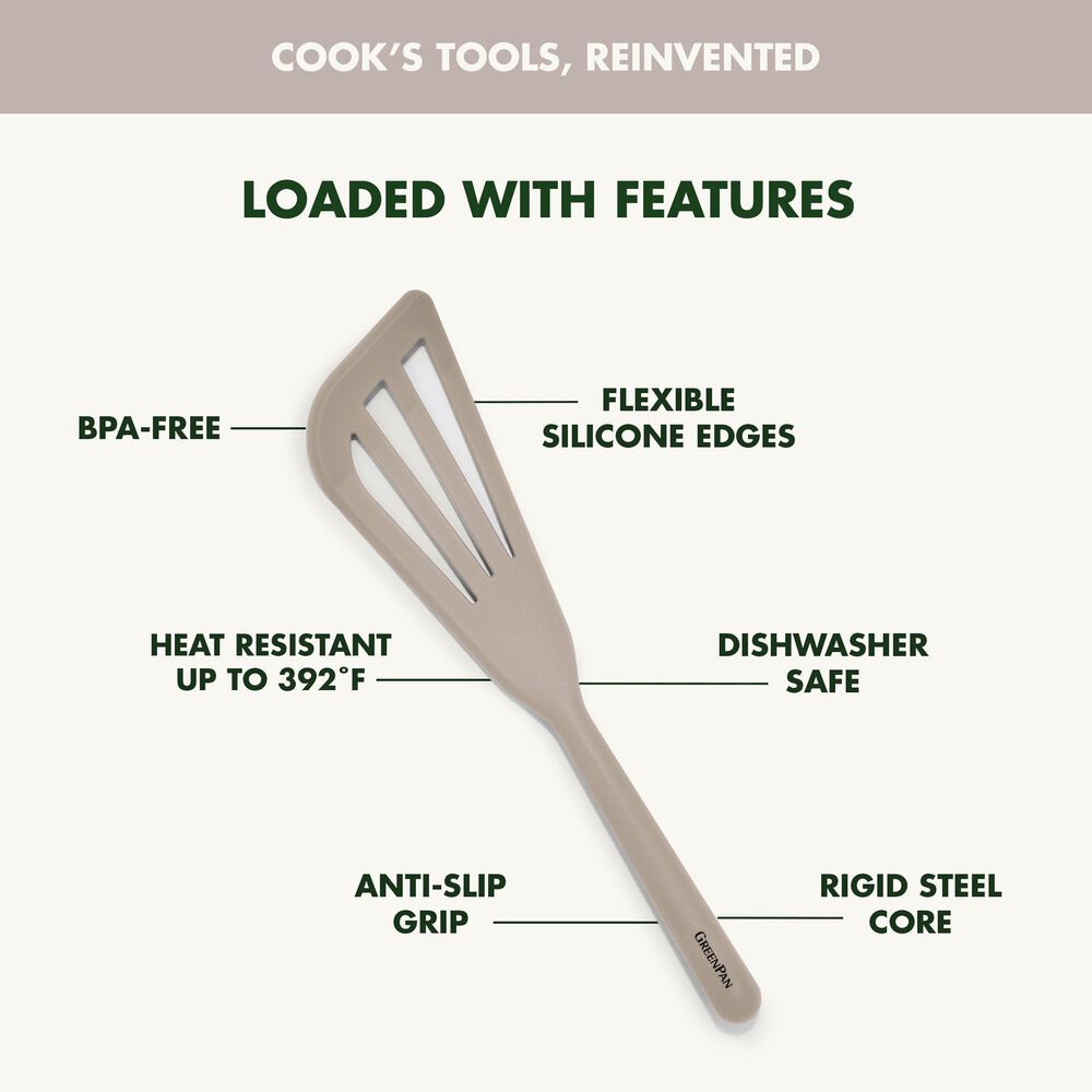 Green Pan Platinum Silicone Fish Turner in Taupe, , large