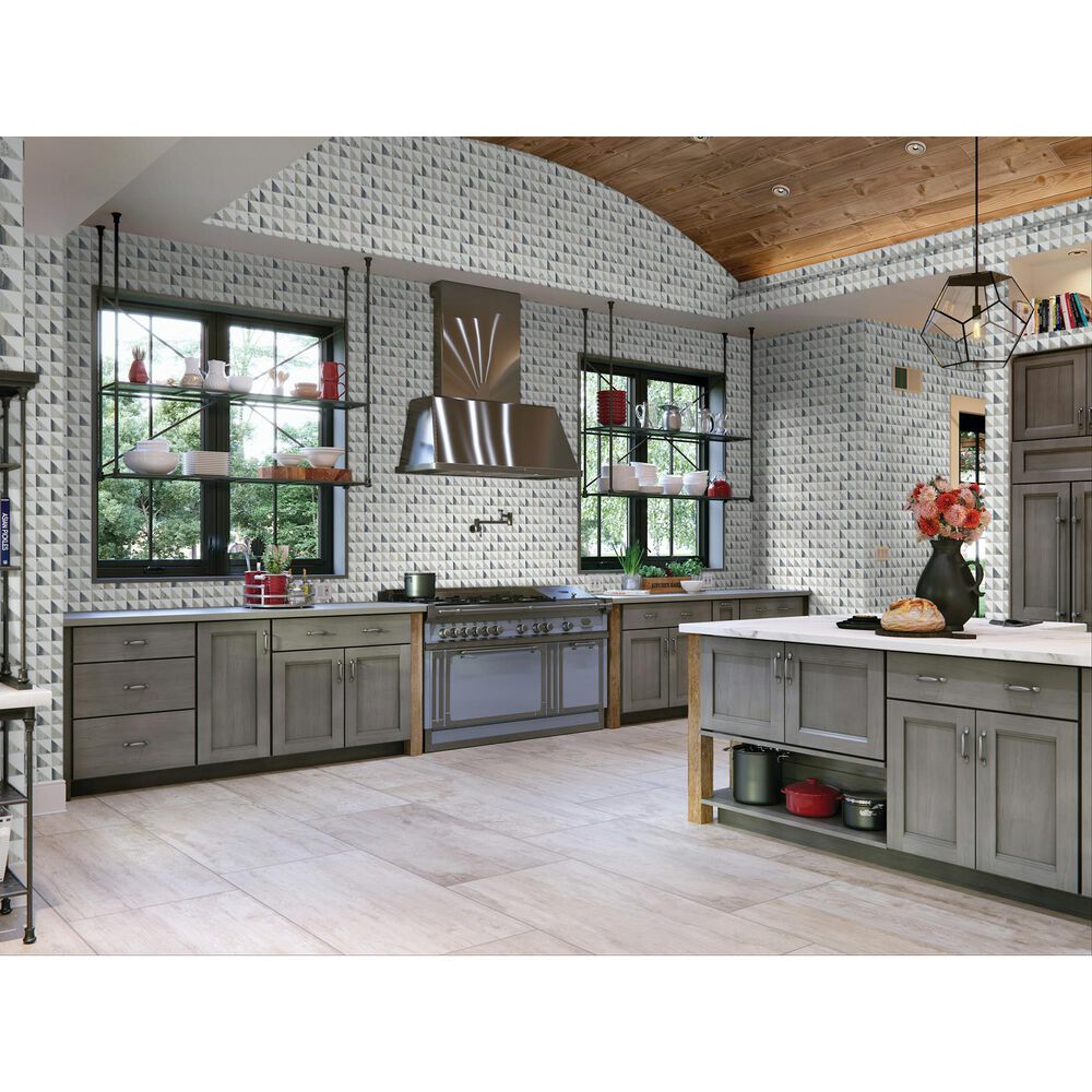 Dal-Tile Gamma Azure Blend 12&#39;&#39; X 12&#39;&#39; TRIANGLE Natural Stone Mosaic Sheet, , large