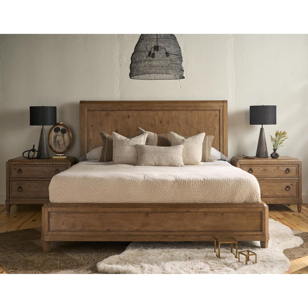 Universal Furniture Griffith Park California King Panel Bed with Two Nightstands in Sienna, , large