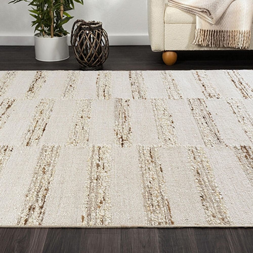 L&amp;R Resources Geoblend 5&#39; x 7&#39;9&quot; White and Beige Area Rug, , large