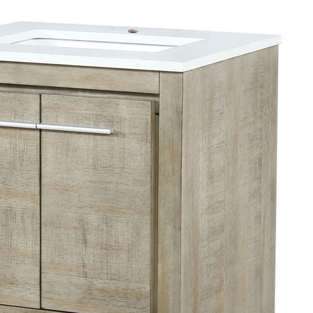Lexora Home Lafarre 24&quot; Single Bathroom Vanity in Rustic Acacia with 2 cm White Cultured Marble Top and Rectangular Sink, , large