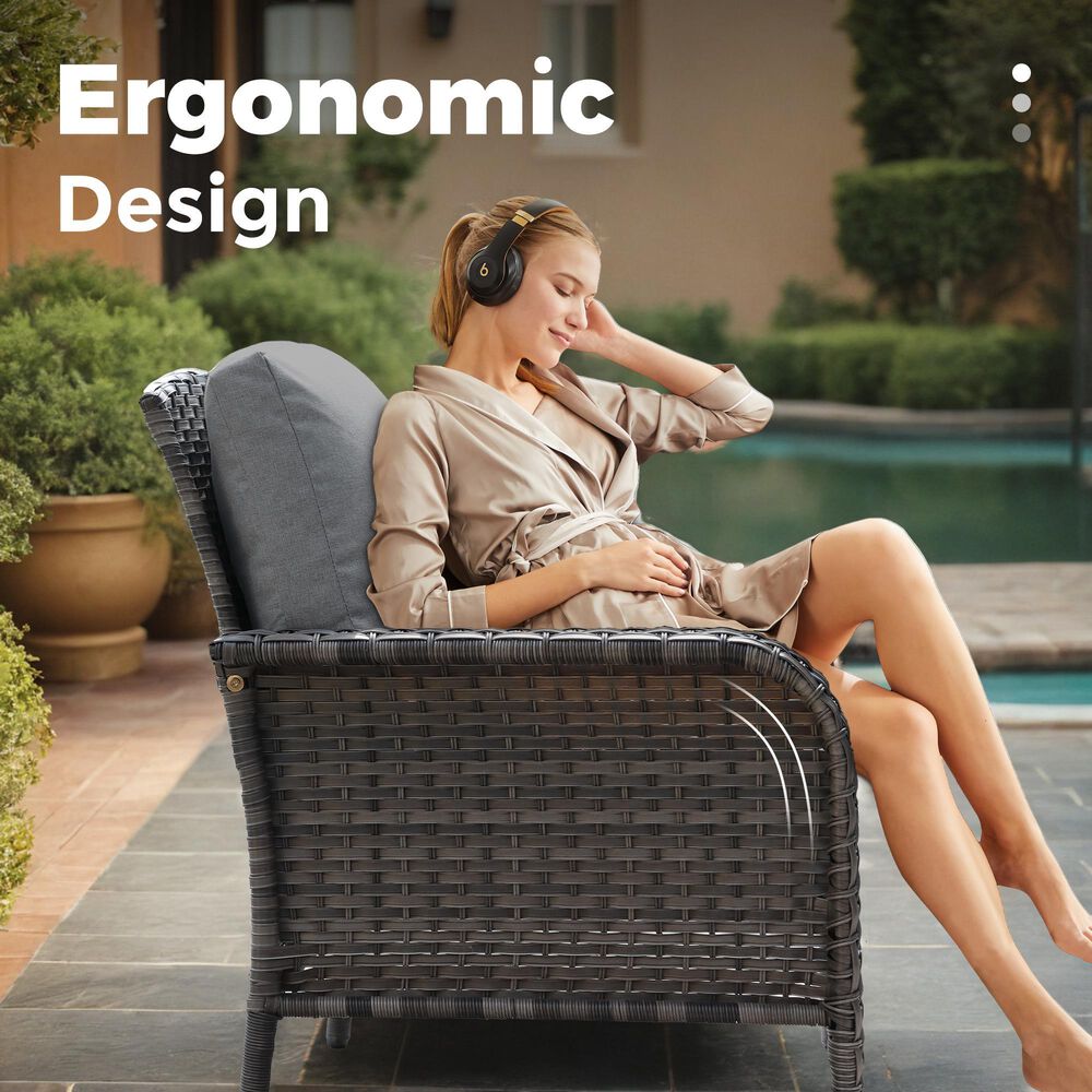 HOMLUX 4-Piece Patio Conversation Set with Grey Wicker in Dark Gray, , large