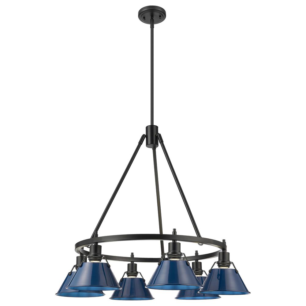 Golden Lighting Orwell 6-Light Chandelier with Matte Navy Shade in Matte Black, , large